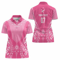 2025 Rugby Championship New Zealand Custom Women Polo Shirt Poutama Motifs - Pink Out - Polynesian Pride