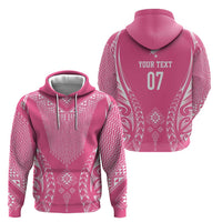 2025 Rugby Championship New Zealand Custom Zip Hoodie Poutama Motifs - Pink Out - Polynesian Pride