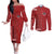 Samoa FAST Siapo Couples Matching Off The Shoulder Long Sleeve Dress and Long Sleeve Button Shirt Tatau-Ulafala Vines - Polynesian Pride