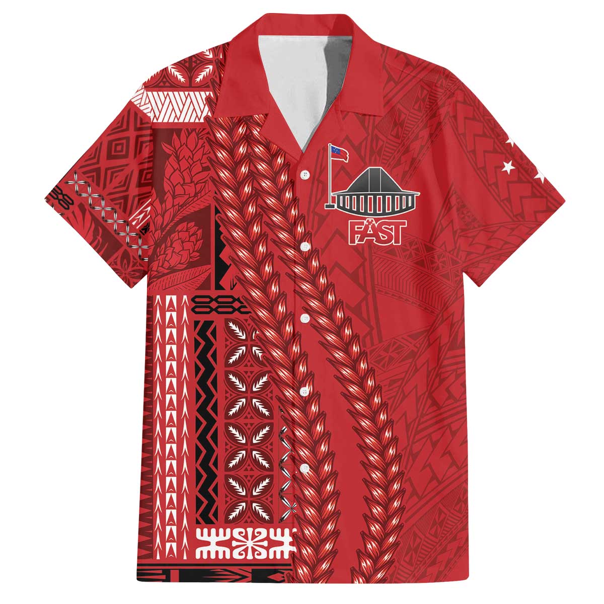 Samoa FAST Siapo Family Matching Off The Shoulder Long Sleeve Dress and Hawaiian Shirt Tatau-Ulafala Vines - Polynesian Pride