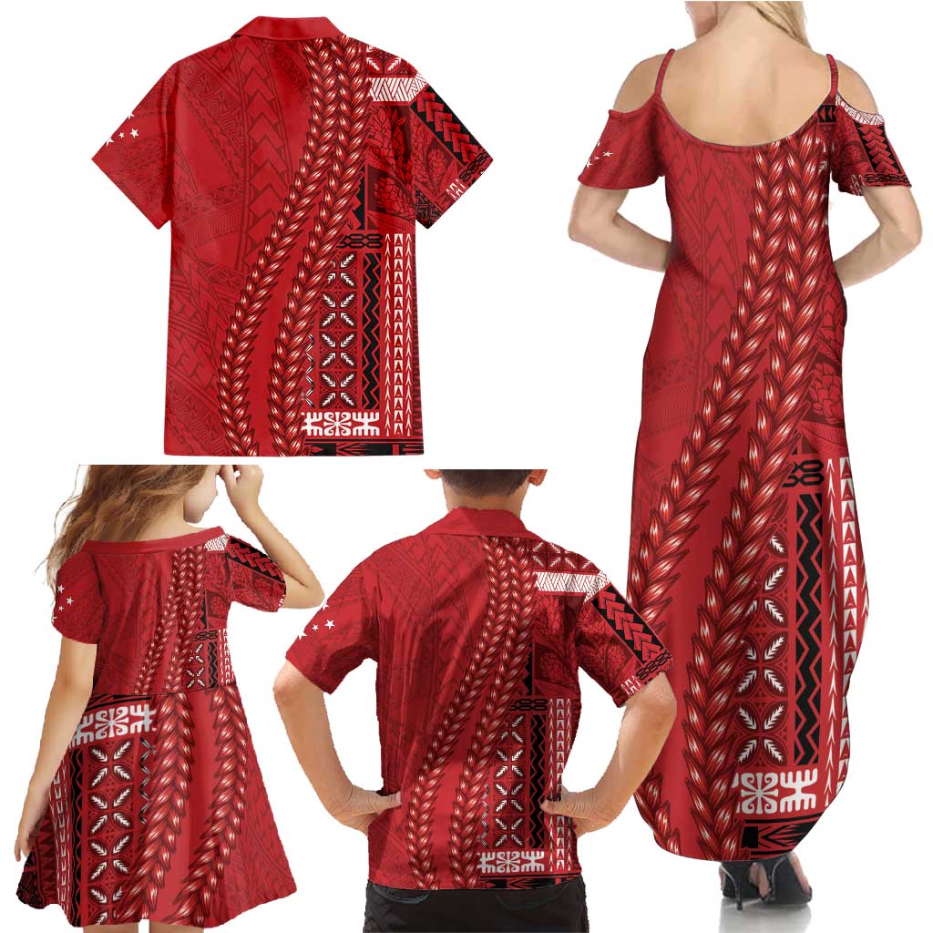 Samoa FAST Siapo Family Matching Summer Maxi Dress and Hawaiian Shirt Tatau-Ulafala Vines - Polynesian Pride