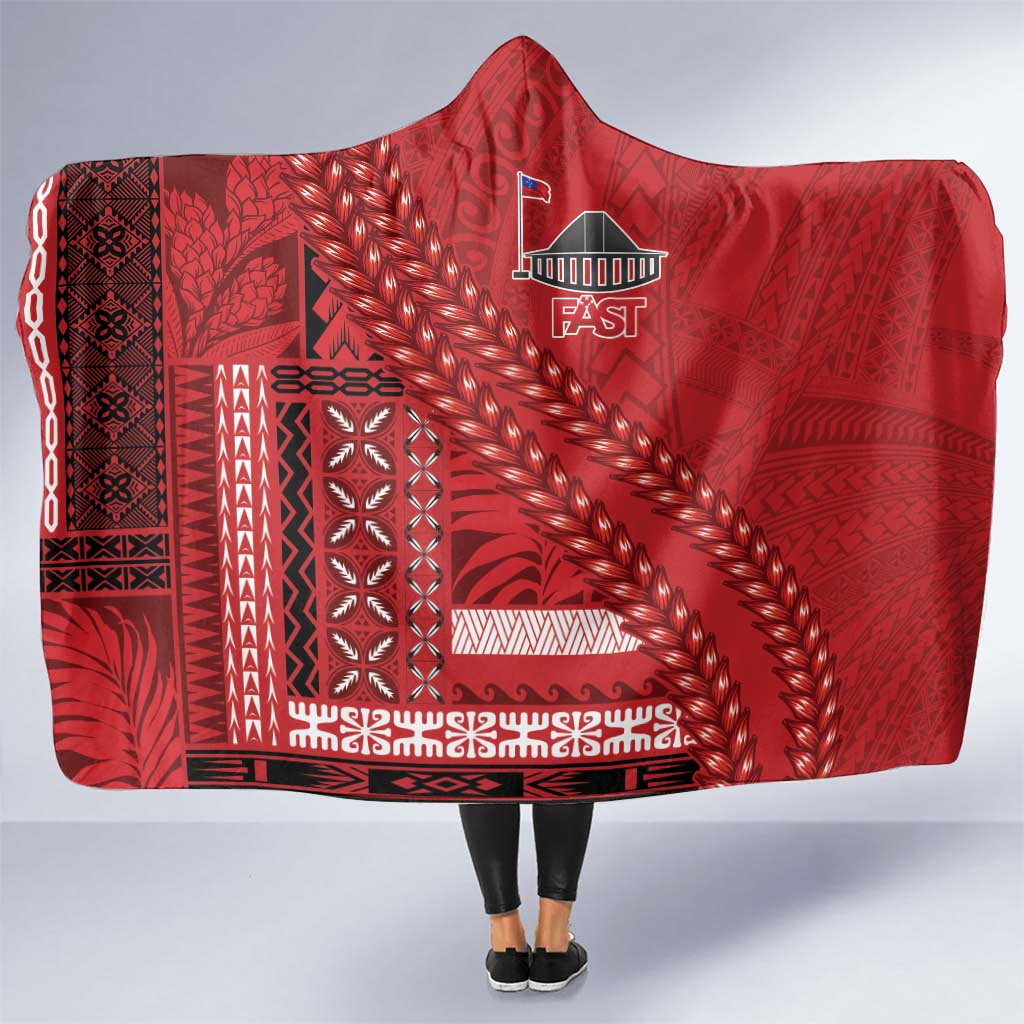 Samoa FAST Siapo Hooded Blanket Tatau-Ulafala Vines LT7 One Size Red - Polynesian Pride