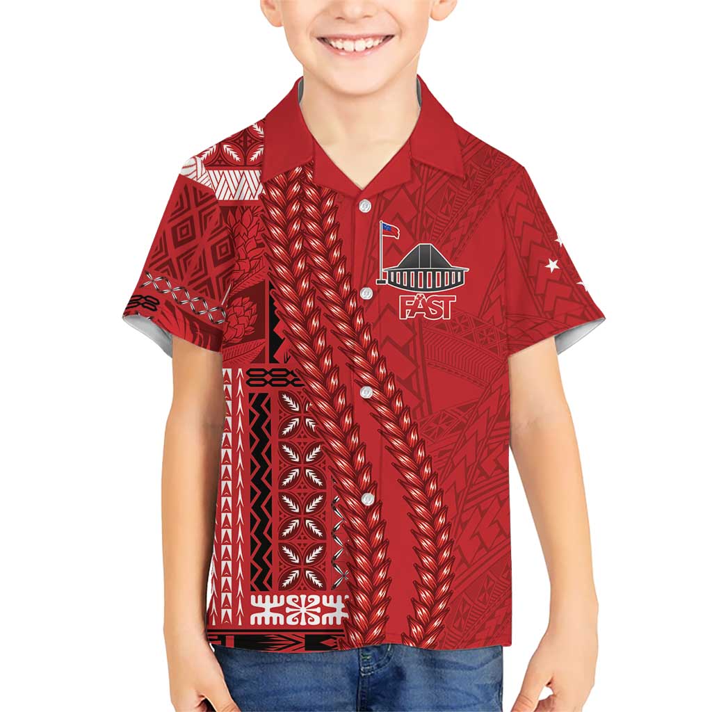 Samoa FAST Siapo Kid Hawaiian Shirt Tatau-Ulafala Vines LT7 Kid Red - Polynesian Pride