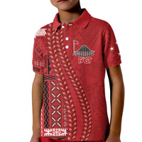 Samoa FAST Siapo Kid Polo Shirt Tatau-Ulafala Vines LT7 Kid Red - Polynesian Pride