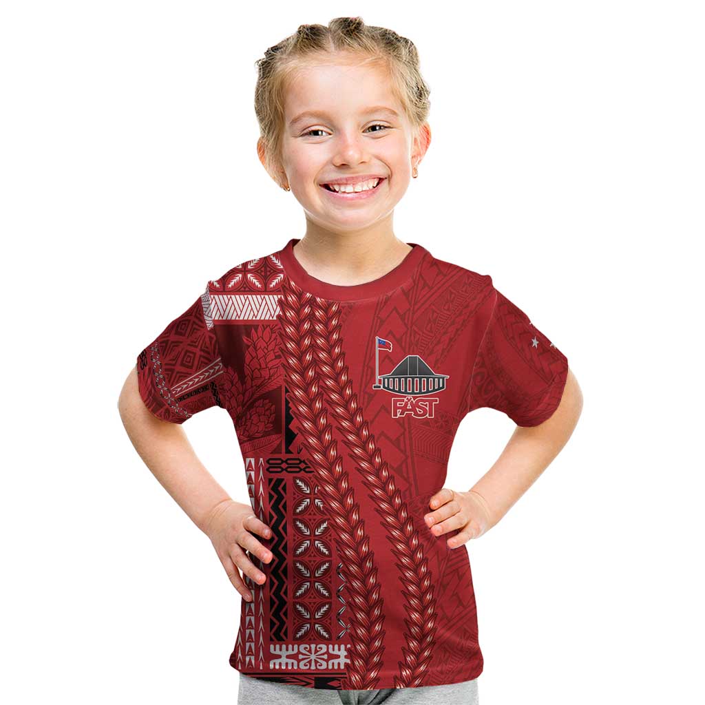 Samoa FAST Siapo Kid T Shirt Tatau-Ulafala Vines LT7 Red - Polynesian Pride