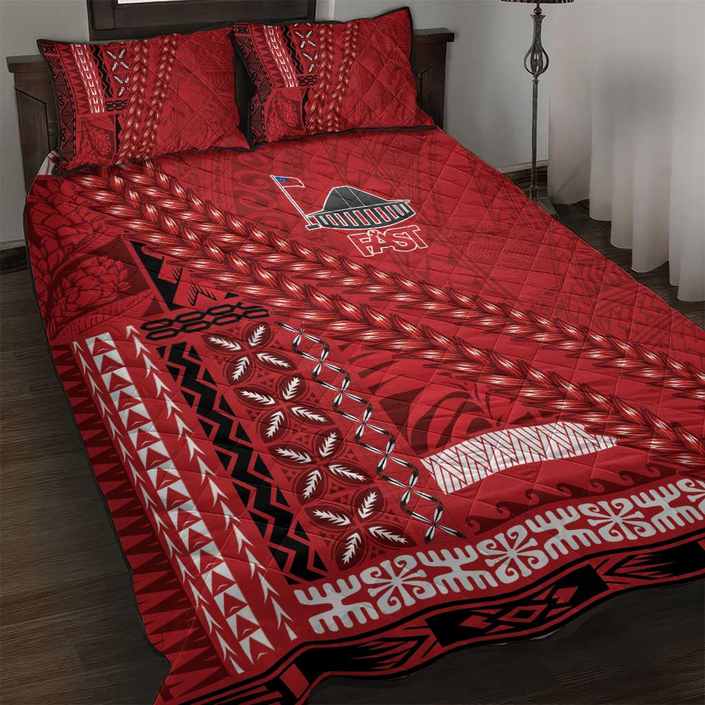 Samoa FAST Siapo Quilt Bed Set Tatau-Ulafala Vines LT7 Red - Polynesian Pride