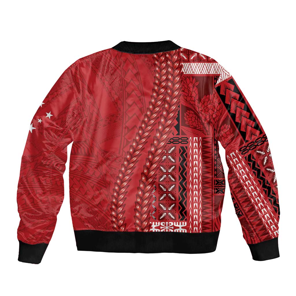 Samoa FAST Siapo Sleeve Zip Bomber Jacket Tatau-Ulafala Vines LT7 - Polynesian Pride