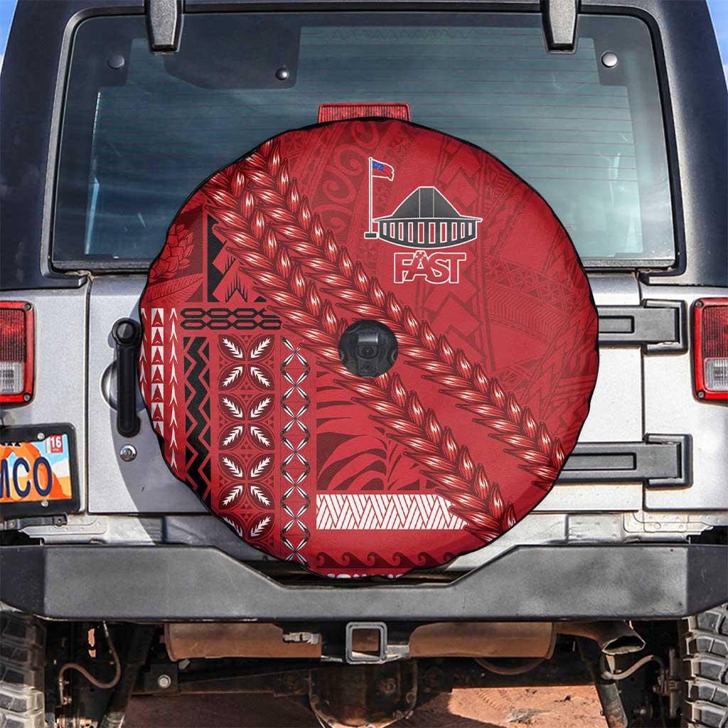 Samoa FAST Siapo Spare Tire Cover Tatau-Ulafala Vines LT7 Red - Polynesian Pride