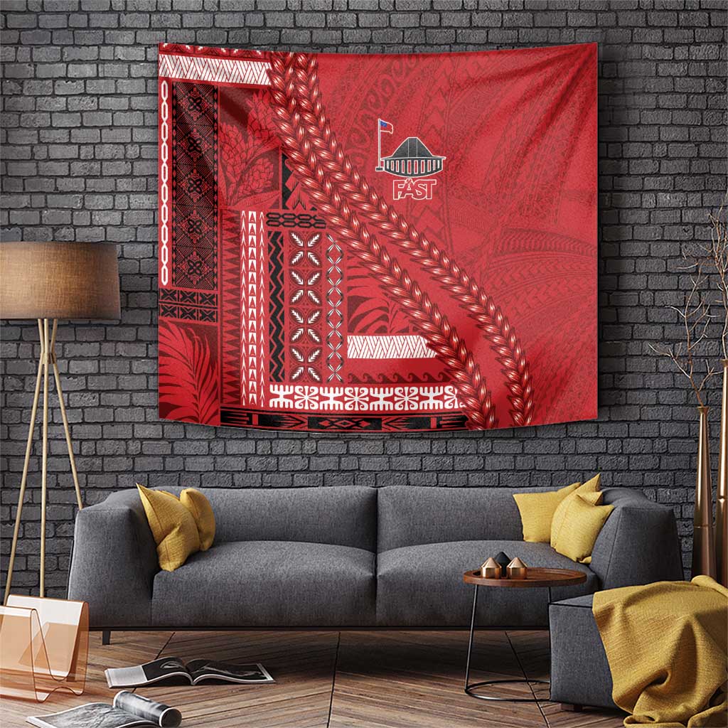 Samoa FAST Siapo Tapestry Tatau-Ulafala Vines LT7 Red - Polynesian Pride