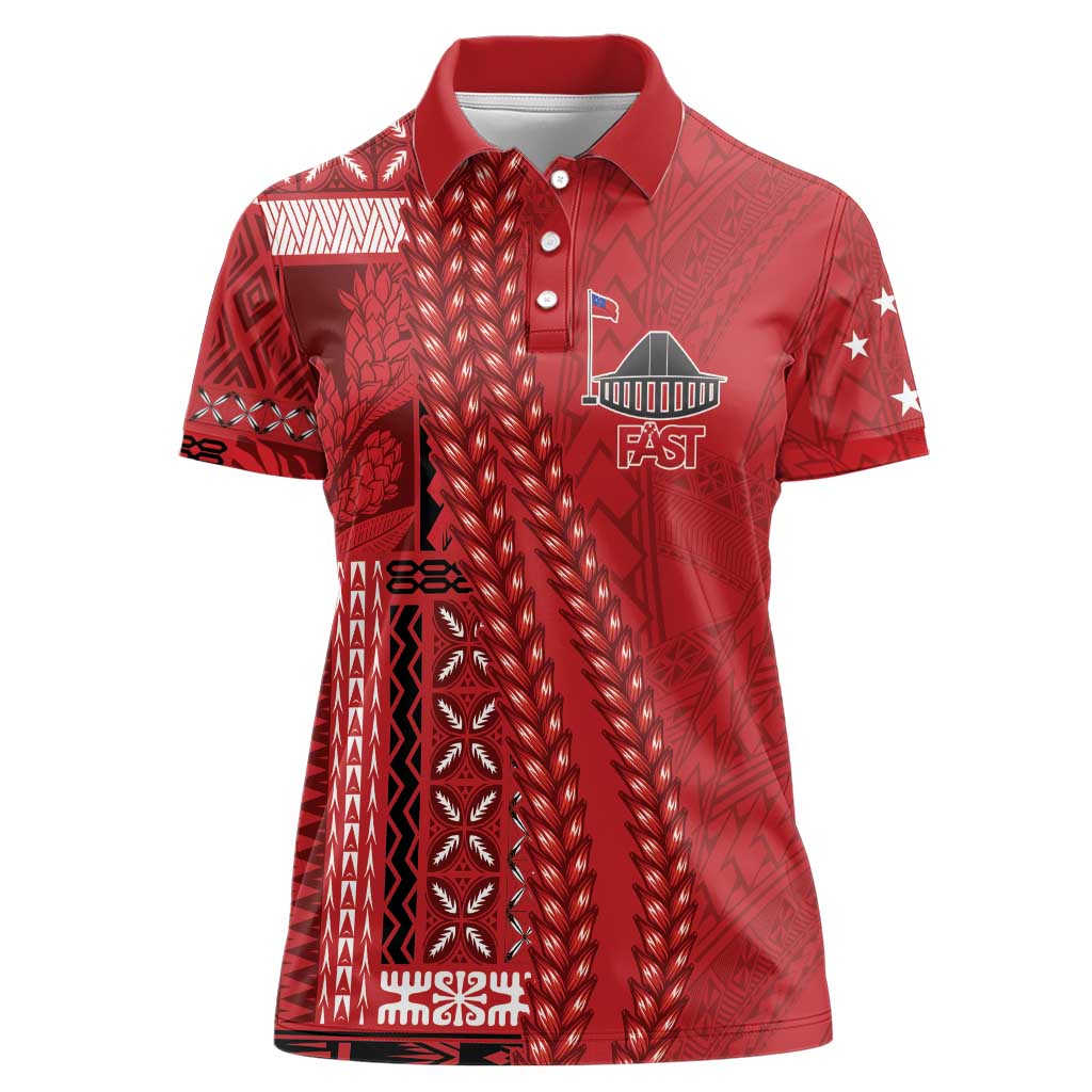 Samoa FAST Siapo Women Polo Shirt Tatau-Ulafala Vines - Polynesian Pride