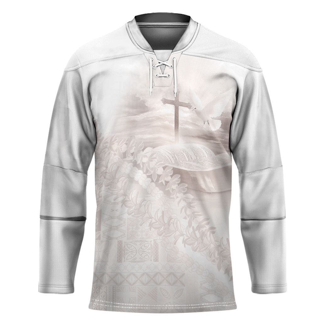 Samoa Lotu Tamaiti White Prayers Hockey Jersey Floral Mamanu Siapo