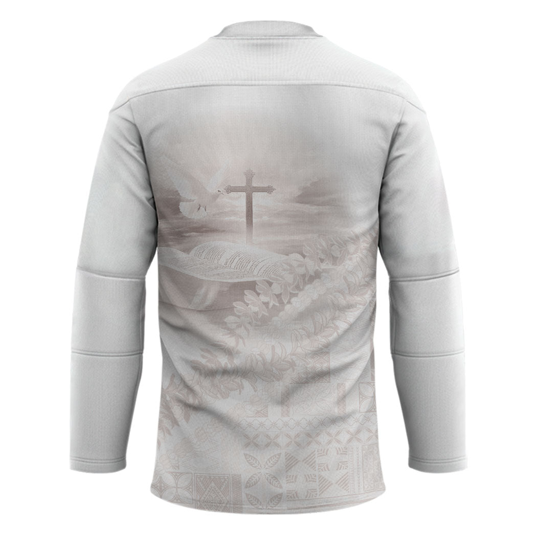 Samoa Lotu Tamaiti White Prayers Hockey Jersey Floral Mamanu Siapo