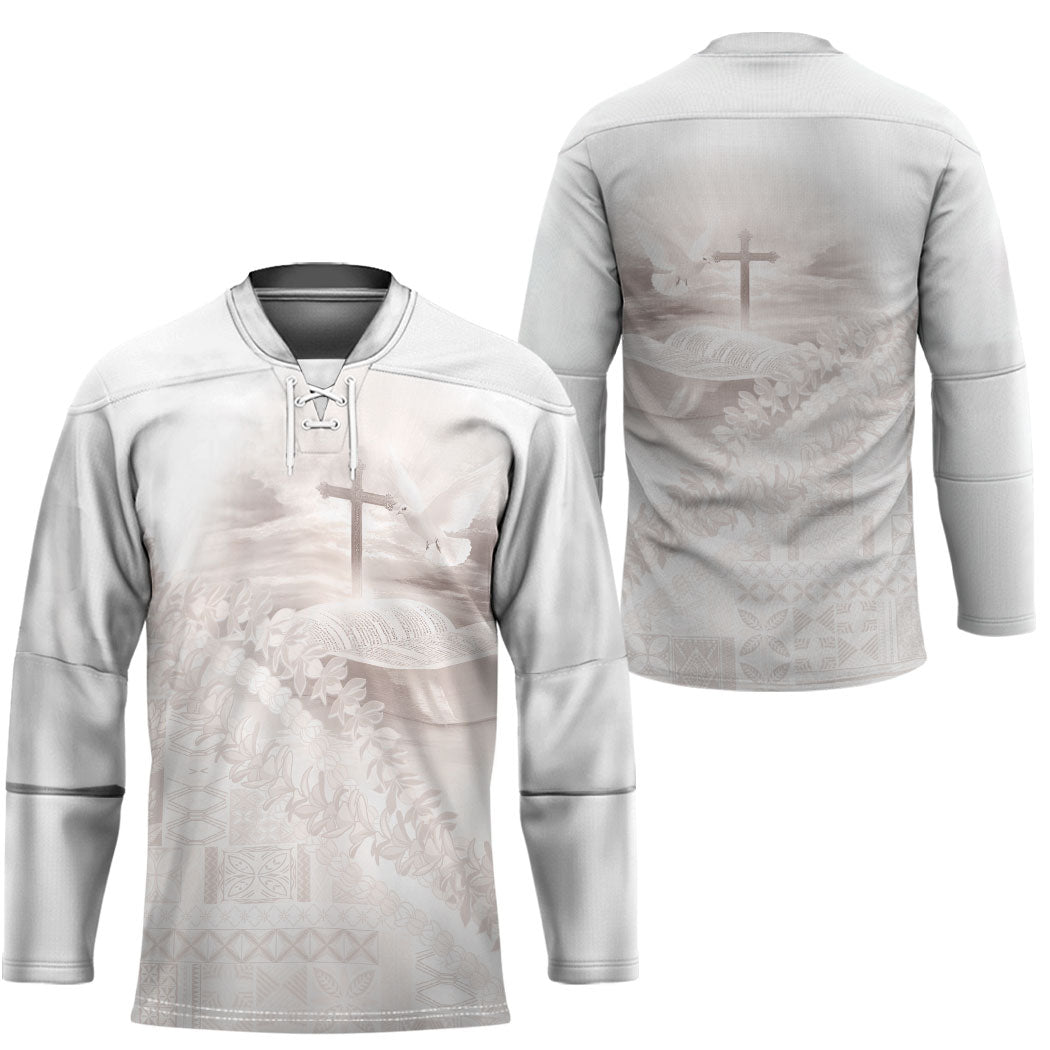 Samoa Lotu Tamaiti White Prayers Hockey Jersey Floral Mamanu Siapo