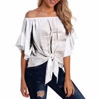 Samoa Lotu Tamaiti White Prayers Off Shoulder Wrap Waist Top Floral Mamanu Siapo