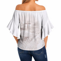 Samoa Lotu Tamaiti White Prayers Off Shoulder Wrap Waist Top Floral Mamanu Siapo