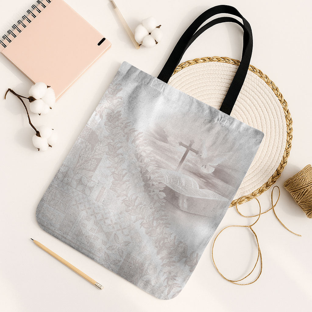 Samoa Lotu Tamaiti White Prayers Tote Bag Floral Mamanu Siapo