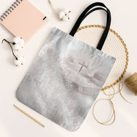 Samoa Lotu Tamaiti White Prayers Tote Bag Floral Mamanu Siapo