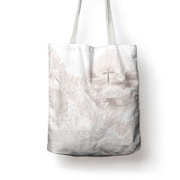 Samoa Lotu Tamaiti White Prayers Tote Bag Floral Mamanu Siapo