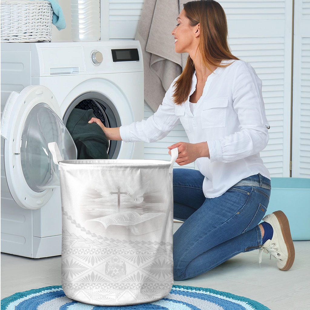 Tonga White Sunday Fakame Laundry Basket Tokelaufeletoa Kupesi