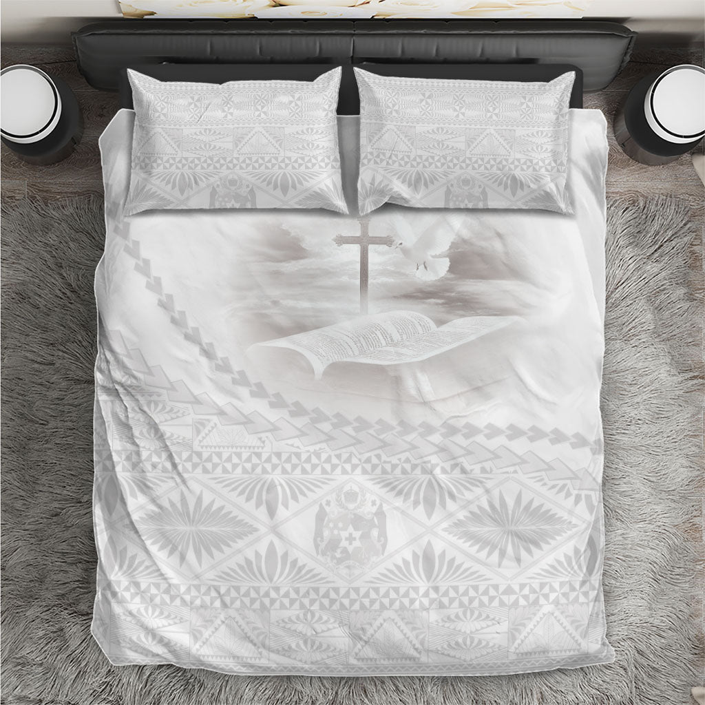 Tonga White Sunday Fakame Bedding Set Tokelaufeletoa Kupesi