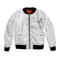 Tonga White Sunday Fakame Bomber Jacket Tokelaufeletoa Kupesi