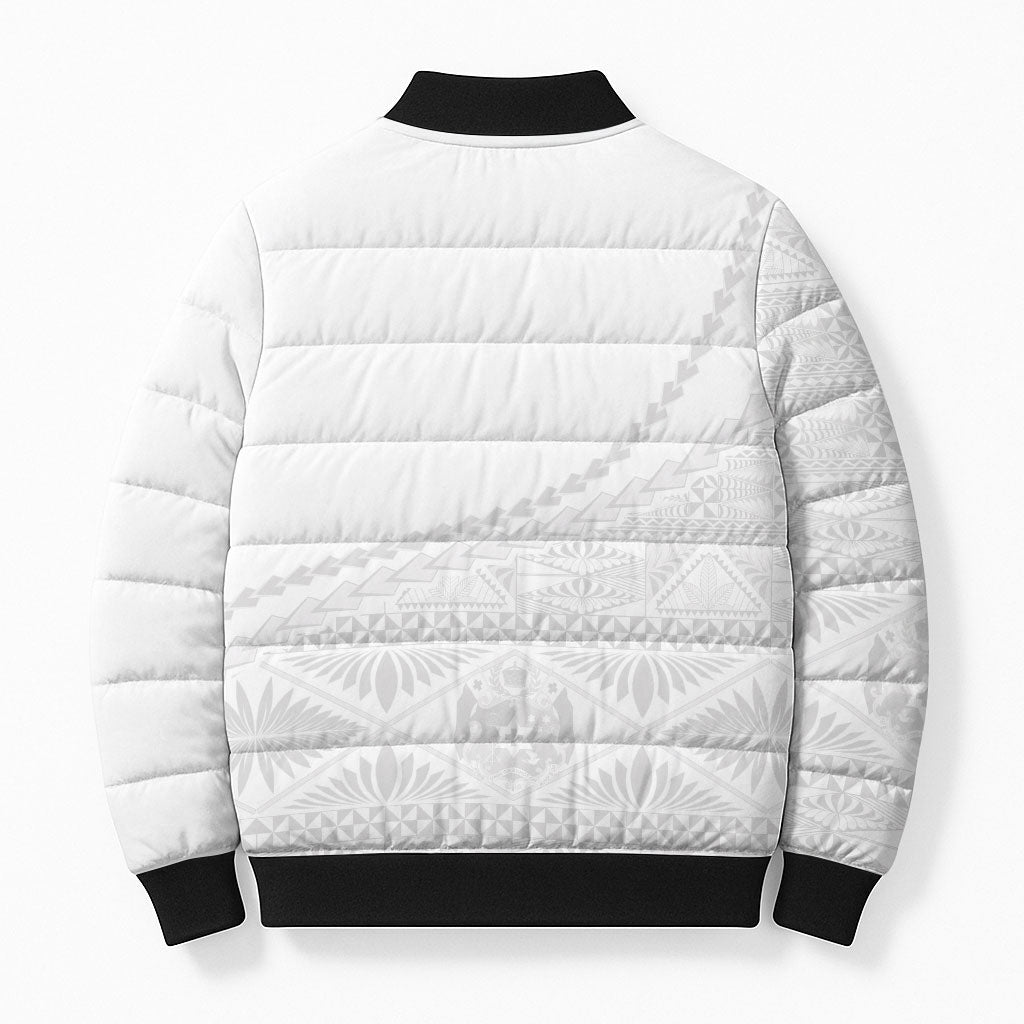 Tonga White Sunday Fakame Bomber Puffer Jacket Tokelaufeletoa Kupesi