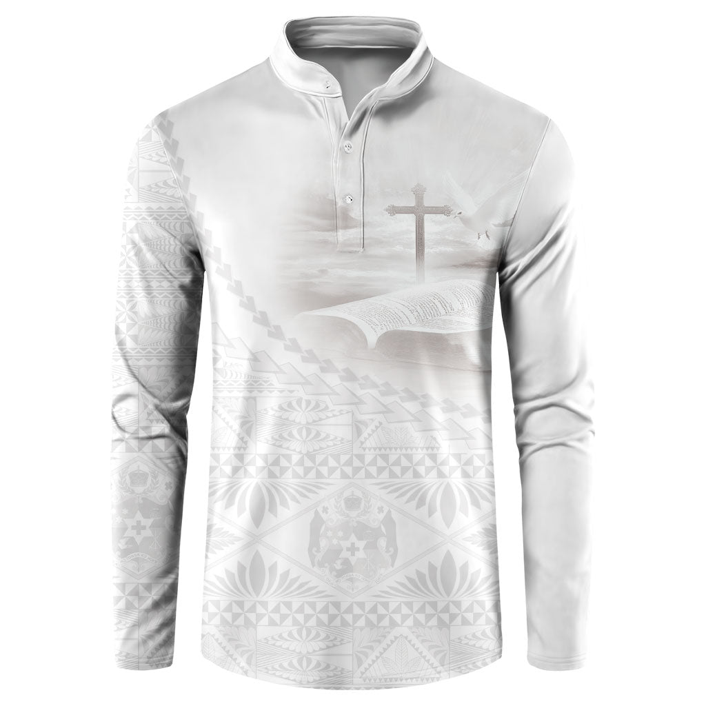 Tonga White Sunday Fakame Button Sweatshirt Tokelaufeletoa Kupesi