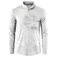 Tonga White Sunday Fakame Button Sweatshirt Tokelaufeletoa Kupesi