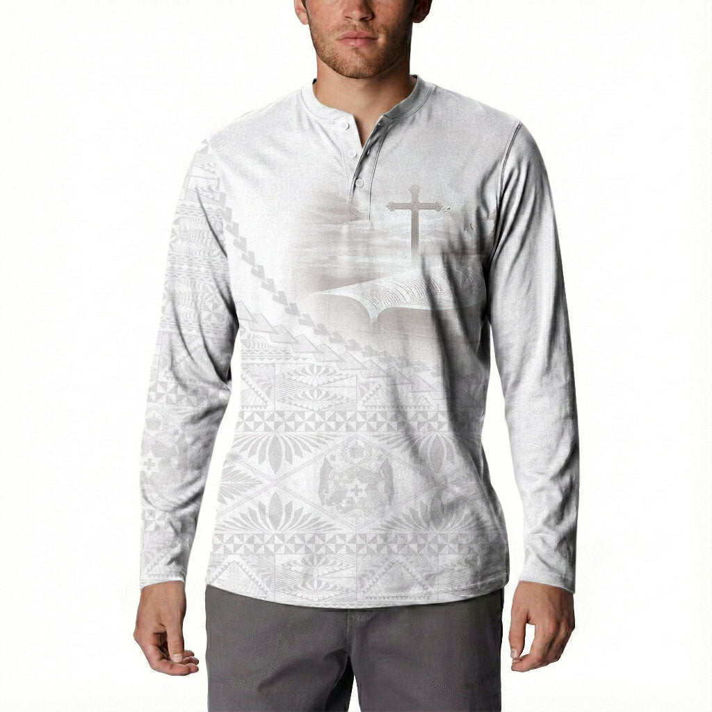 Tonga White Sunday Fakame Button Sweatshirt Tokelaufeletoa Kupesi
