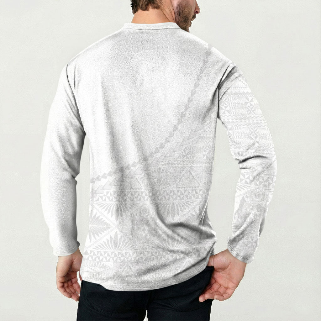 Tonga White Sunday Fakame Button Sweatshirt Tokelaufeletoa Kupesi