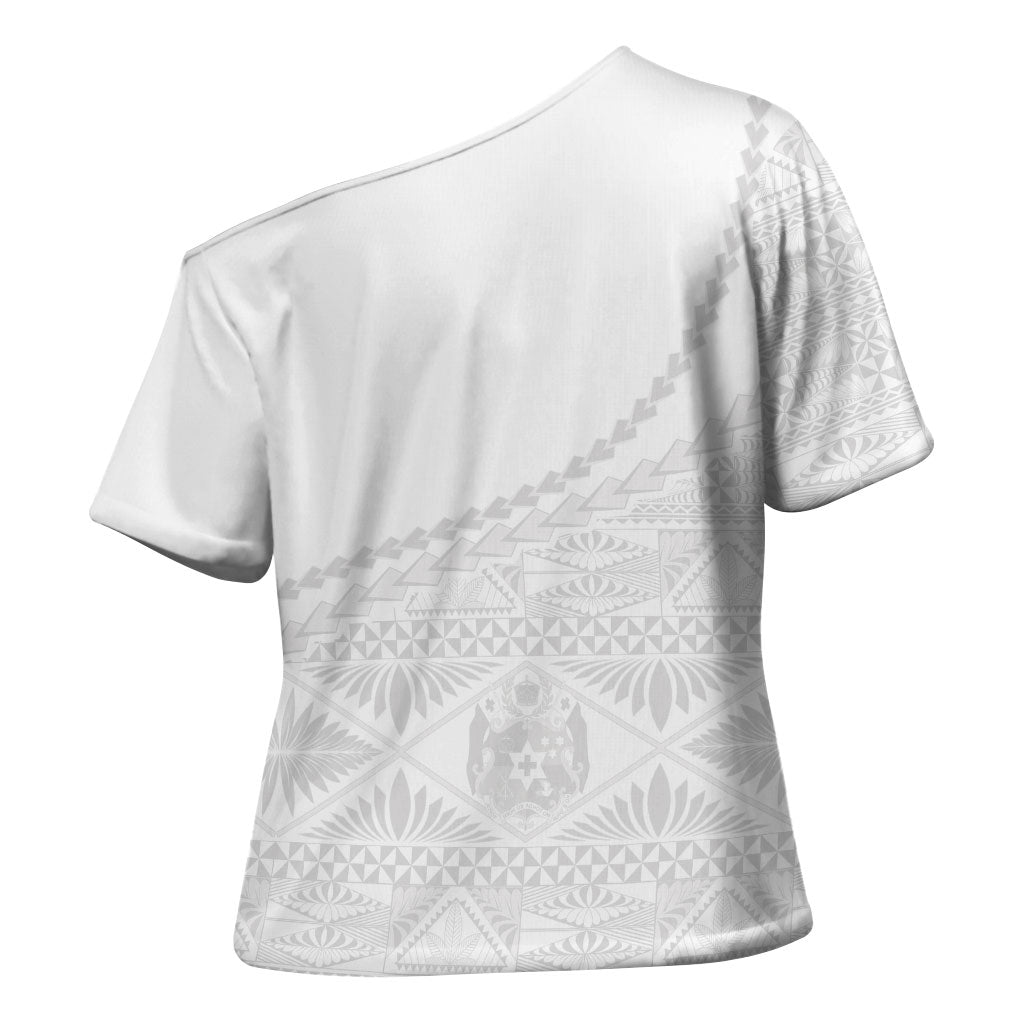 Tonga White Sunday Fakame Cross Shoulder Shirt Tokelaufeletoa Kupesi