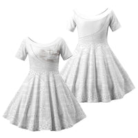 Tonga White Sunday Fakame Family Matching Off The Shoulder Long Sleeve Dress and Hawaiian Shirt Tokelaufeletoa Kupesi