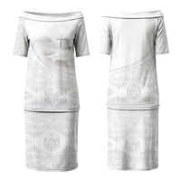 Tonga White Sunday Fakame Family Matching Puletasi and Hawaiian Shirt Tokelaufeletoa Kupesi