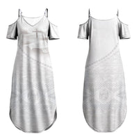 Tonga White Sunday Fakame Family Matching Summer Maxi Dress and Hawaiian Shirt Tokelaufeletoa Kupesi