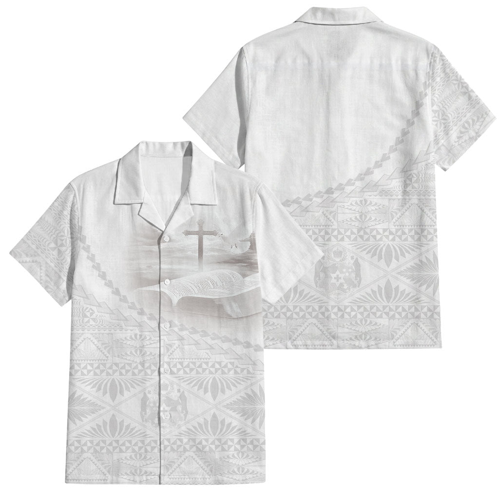 Tonga White Sunday Fakame Family Matching Summer Maxi Dress and Hawaiian Shirt Tokelaufeletoa Kupesi