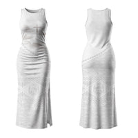 Tonga White Sunday Fakame Family Matching Tank Maxi Dress and Hawaiian Shirt Tokelaufeletoa Kupesi