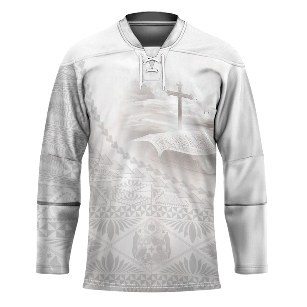 Tonga White Sunday Fakame Hockey Jersey Tokelaufeletoa Kupesi