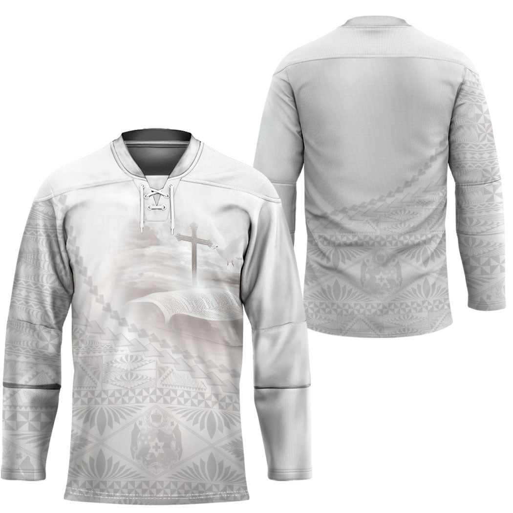 Tonga White Sunday Fakame Hockey Jersey Tokelaufeletoa Kupesi