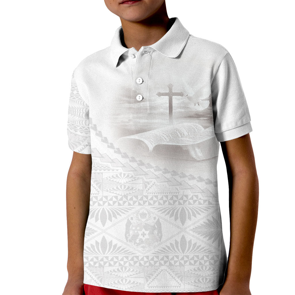 Tonga White Sunday Fakame Kid Polo Shirt Tokelaufeletoa Kupesi