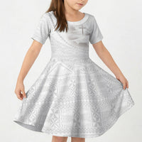 Tonga White Sunday Fakame Kid Short Sleeve Dress Tokelaufeletoa Kupesi