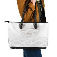 Tonga White Sunday Fakame Leather Tote Bag Tokelaufeletoa Kupesi