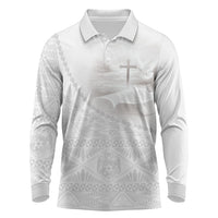 Tonga White Sunday Fakame Long Sleeve Polo Shirt Tokelaufeletoa Kupesi