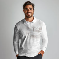 Tonga White Sunday Fakame Long Sleeve Polo Shirt Tokelaufeletoa Kupesi