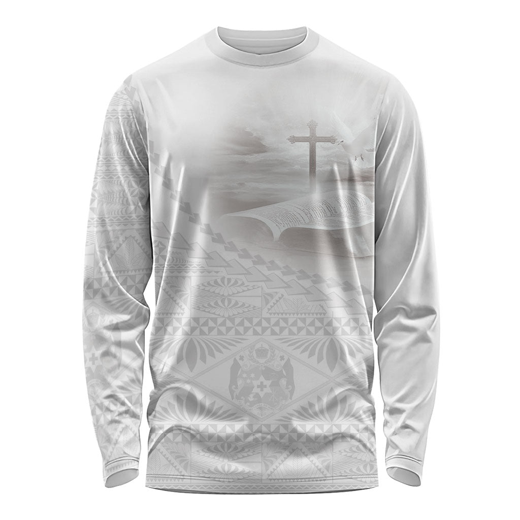 Tonga White Sunday Fakame Long Sleeve Shirt Tokelaufeletoa Kupesi