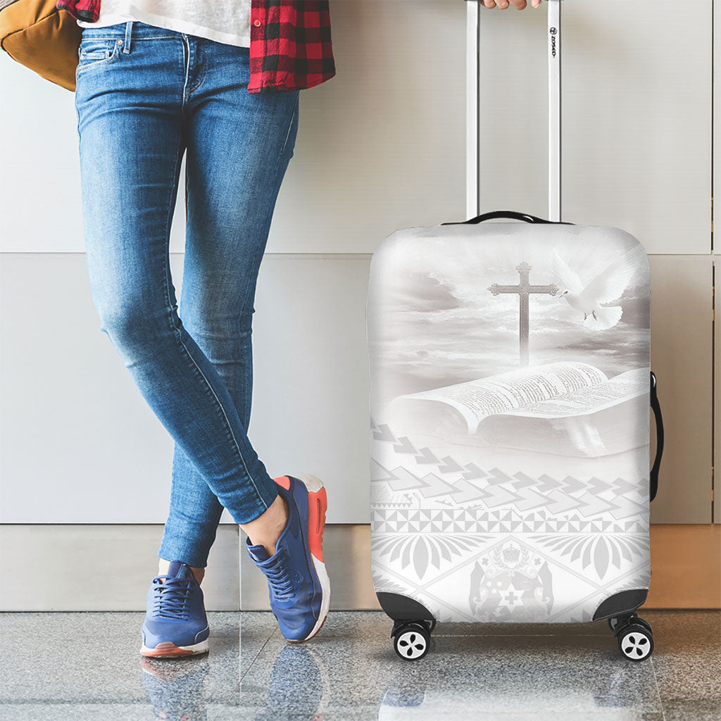 Tonga White Sunday Fakame Luggage Cover Tokelaufeletoa Kupesi