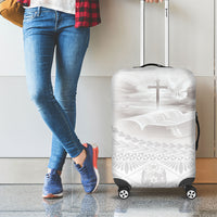 Tonga White Sunday Fakame Luggage Cover Tokelaufeletoa Kupesi