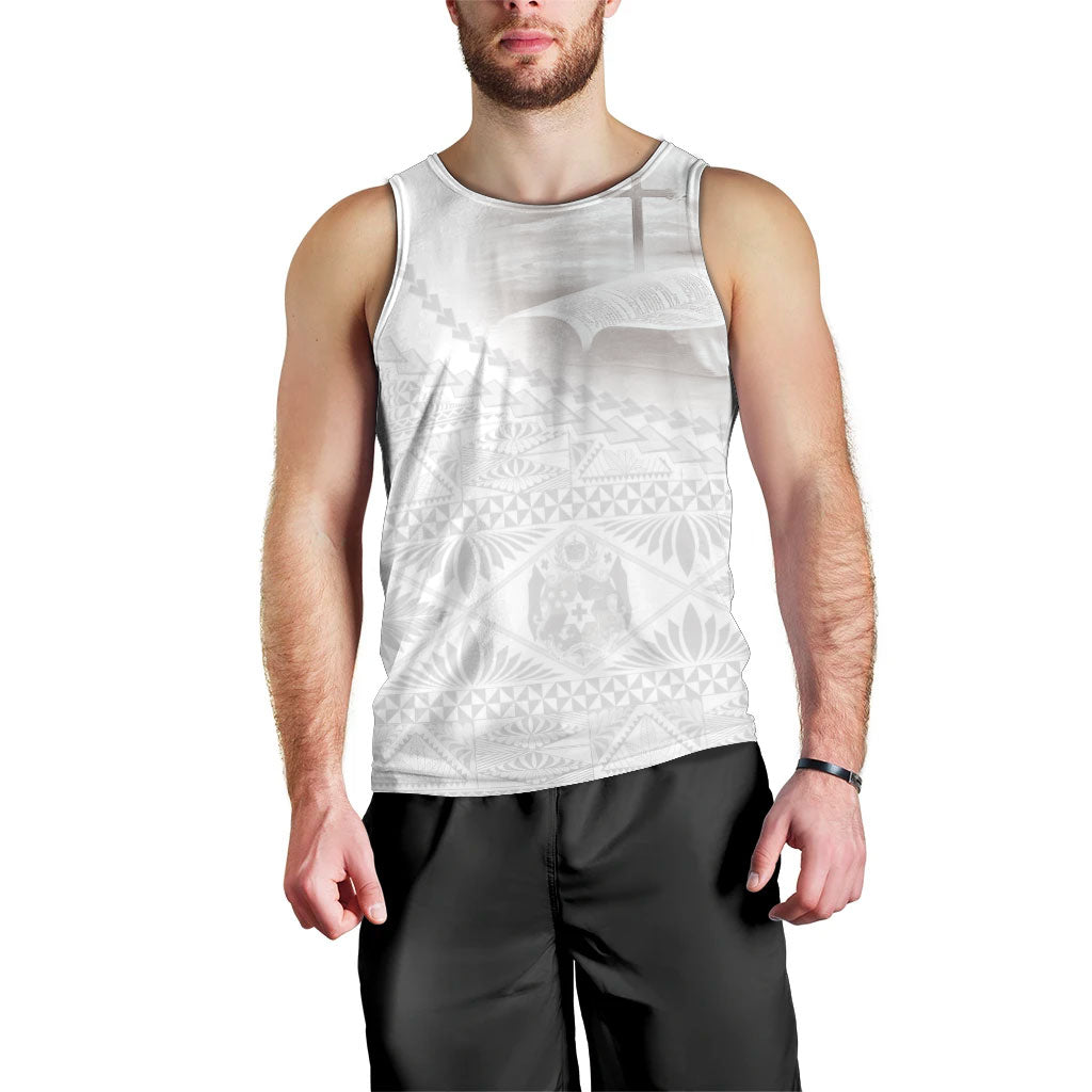 Tonga White Sunday Fakame Men Tank Top Tokelaufeletoa Kupesi