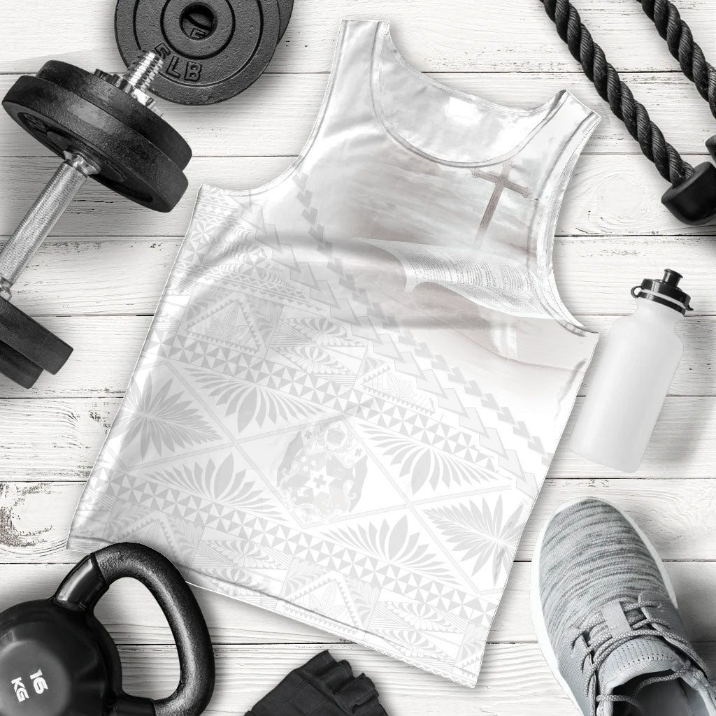 Tonga White Sunday Fakame Men Tank Top Tokelaufeletoa Kupesi