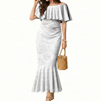 Tonga White Sunday Fakame Mermaid Dress Tokelaufeletoa Kupesi