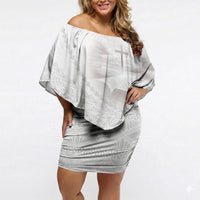 Tonga White Sunday Fakame Off Shoulder Short Dress Tokelaufeletoa Kupesi